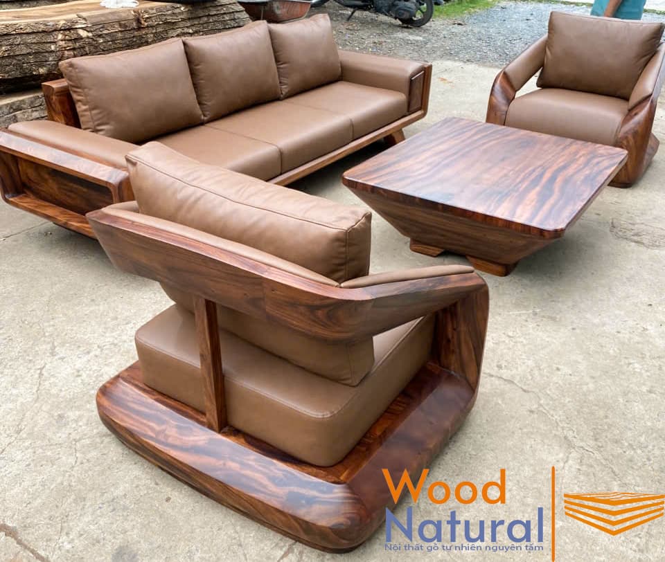Mẫu Sofa Bay gỗ nguyên khối Hiện Đại